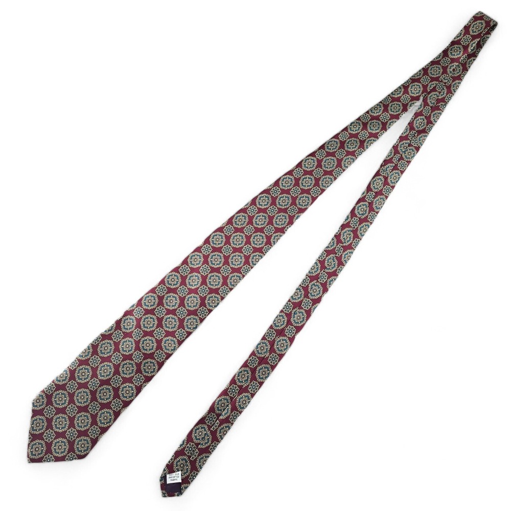 Gant Necktie Mens X-Long Geometric Print 100% Silk Red Blue Gold 64L x 3.75W